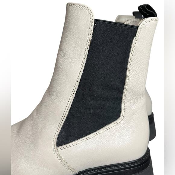 JONES BOOTMAKER Denno Off White Leather Chunky‎ Chelsea Boots Women's Size 8 - Picture 7 of 11